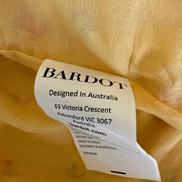 Bardot Yellow Floral Roses Ditsy Bow Tie Shoulder Midi Dress Sz 8 M - Picture 13 of 14